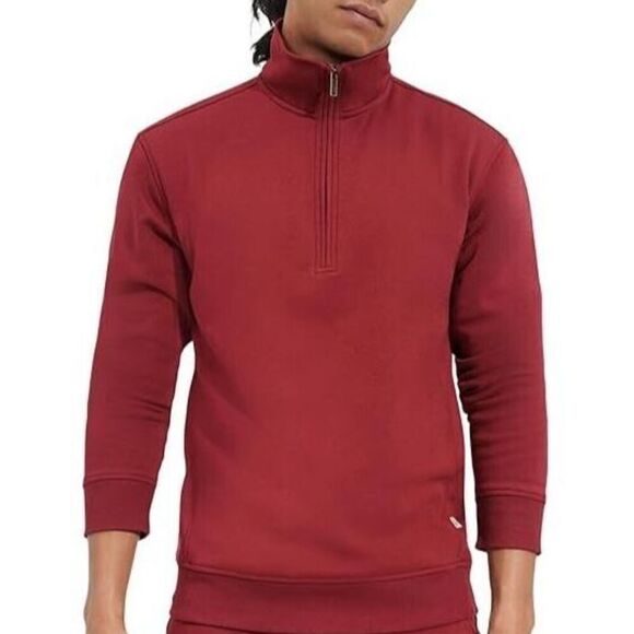 UGG 1116625 Men's Sz L Dark Cherry Red Zeke Quarter-Zip Pullover Sweater - Picture 7 of 8